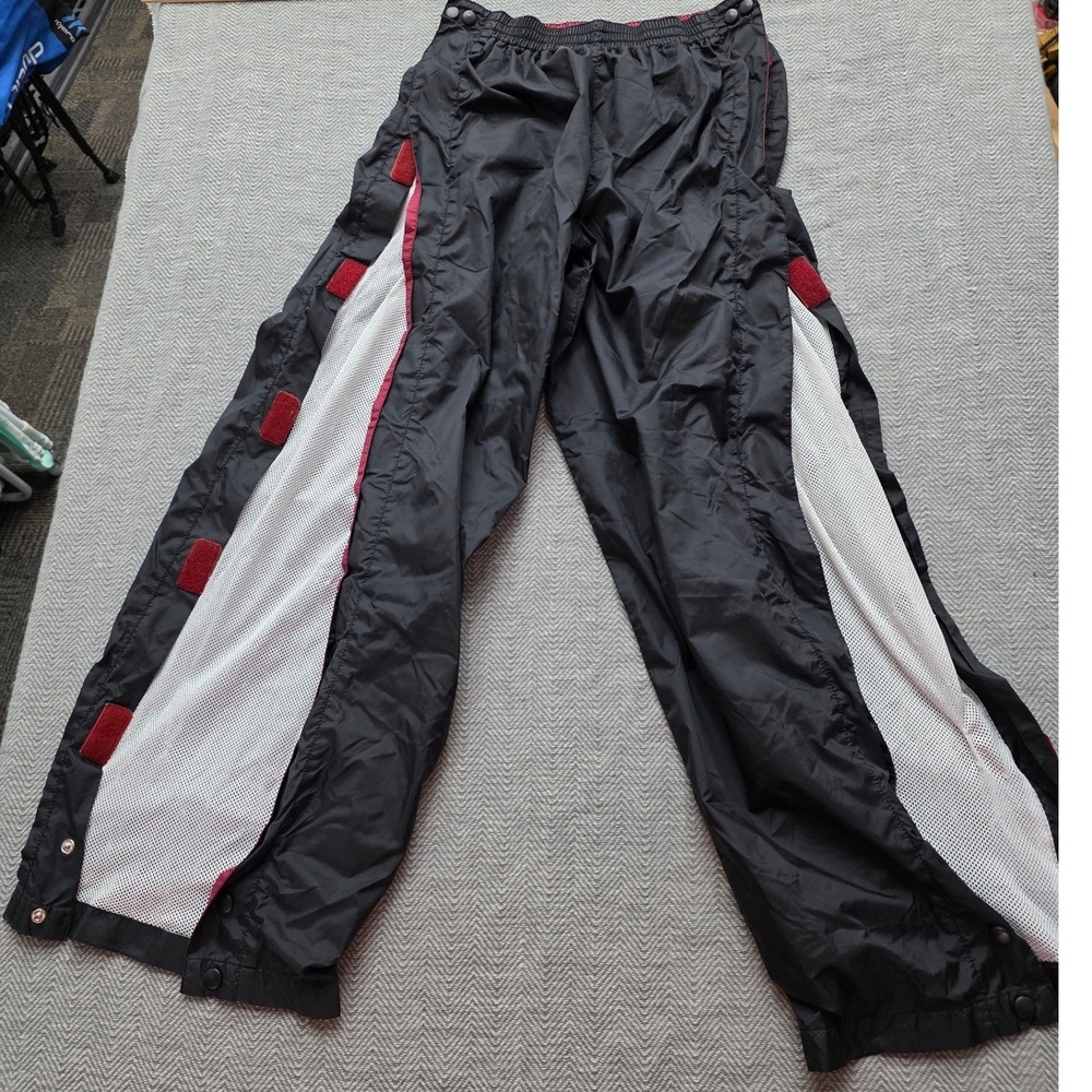 Vintage Energy Zone Mens Black Nylon Tearaway Track Pants Mesh Side Snaps Med 32